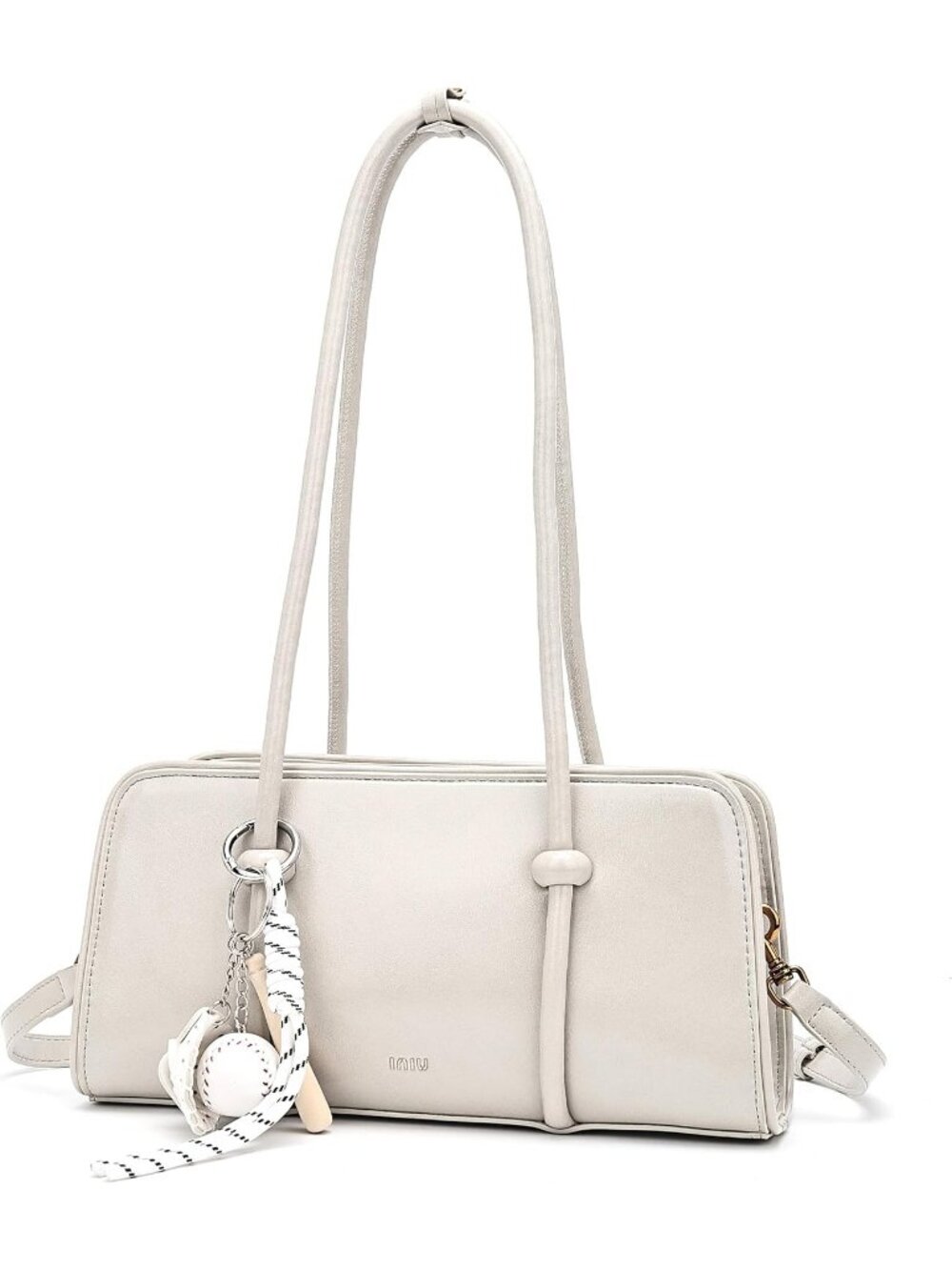 Women's Beige Multi Pocket Spacious Handle Purse Crossbody Shoulder Bag